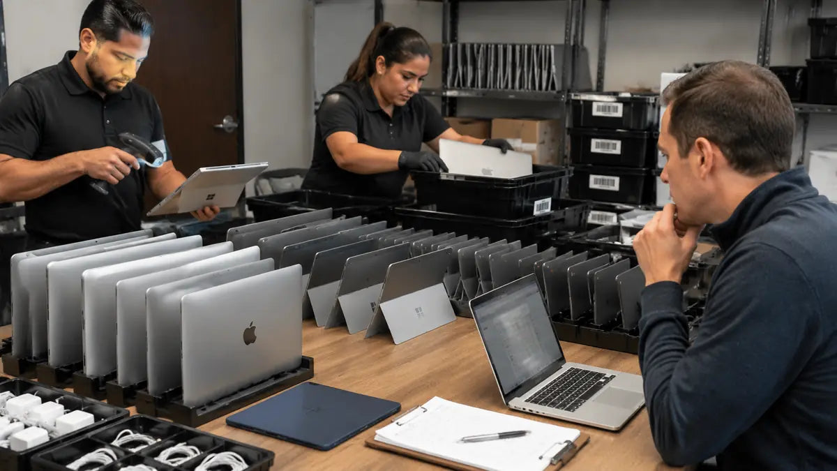 CTI team preparing and tagging devices for a managed program